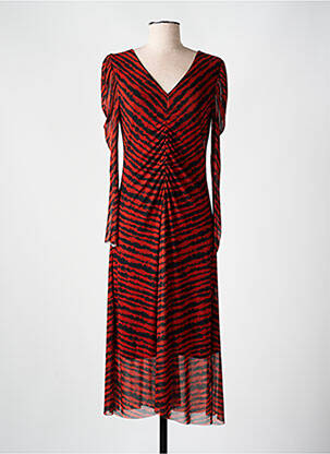 Rochie midi mâneci lungi mâneci lungi portocalie ICHI femeie