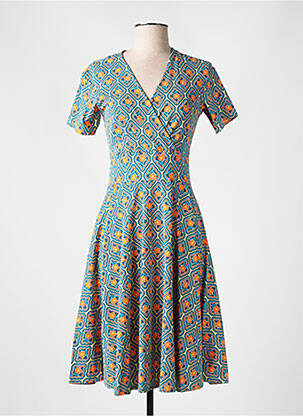 Rochie midi imprimeu floral mâneci scurte verde BLUTSGESCHWISTER femme