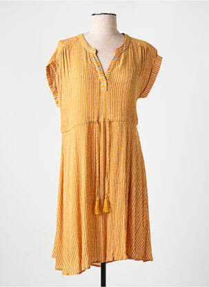 Rochie scurtă croială fluidă mâneci scurte galben MOLLY BRACKEN femeie