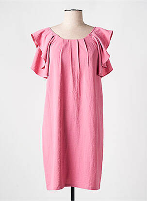 Rochie scurtă croială fluidă mâneci scurte roz MOLLY BRACKEN femeie
