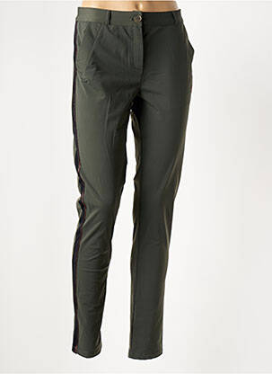 Pantalon slim țesătură poplin mărime normală verde HBT femeie