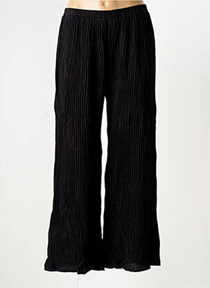 Pantalon larg țesătură poplin mărime normală negru FRANCK ANNA femeie