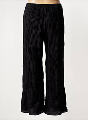Pantalon larg țesătură poplin mărime normală negru FRANCK ANNA femeie