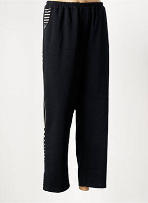Pantalon larg țesătură poplin mărime normală negru FRANCK ANNA femeie