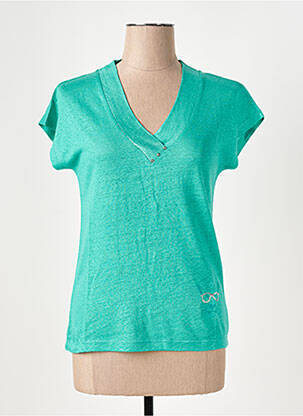 Tricou guler în v mâneci scurte verde LE BOUDOIR D'EDOUARD femeie