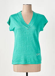 Tricou guler în v mâneci scurte verde LE BOUDOIR D'EDOUARD femme