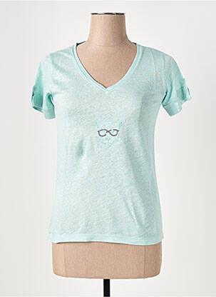 Tricou guler în v mâneci scurte verde LE BOUDOIR D'EDOUARD femeie