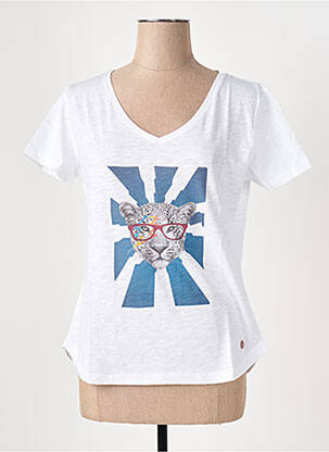 Tricou guler în v mâneci scurte alb LE BOUDOIR D'EDOUARD femeie