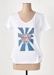 Tricou guler în v mâneci scurte alb LE BOUDOIR D'EDOUARD femeie