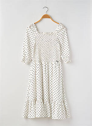 Rochie midi căptușeală mâneci 3/4 alb GUESS fată