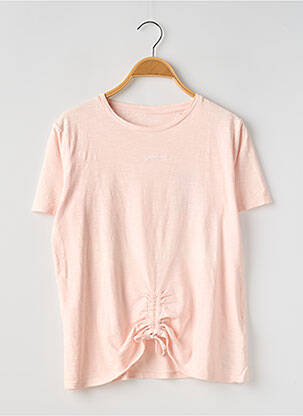 Tricou croială dreaptă mâneci scurte roz GUESS fată