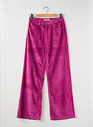 Pantalon drept țesătură catifea violet GARCIA fată