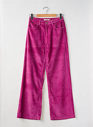 Pantalon drept țesătură catifea violet GARCIA fată