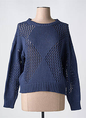 Pulover plasă decupată mâneci lungi albastru LE BOUDOIR D'EDOUARD femme