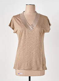 Tricou guler în v mâneci scurte maro LE BOUDOIR D'EDOUARD femme