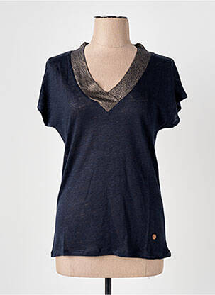 Tricou guler în v mâneci scurte albastru LE BOUDOIR D'EDOUARD femeie