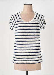 Tricou guler în v mâneci scurte alb LE BOUDOIR D'EDOUARD femme