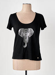 Tricou serigrafie flockată mâneci scurte negru LE BOUDOIR D'EDOUARD femeie