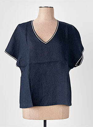Tricou guler în v mâneci scurte albastru închis LE BOUDOIR D'EDOUARD femeie