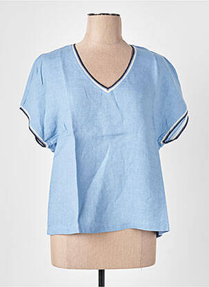 Tricou guler în v mâneci scurte albastru LE BOUDOIR D'EDOUARD femeie
