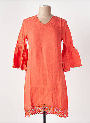Rochie midi mâneci 3/4 mâneci 3/4 portocalie LE BOUDOIR D'EDOUARD femeie