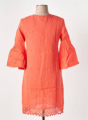 Rochie midi mâneci 3/4 mâneci 3/4 portocalie LE BOUDOIR D'EDOUARD femeie