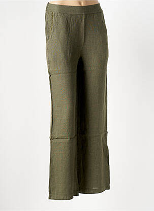 Pantalon drept talie elastică mărime normală verde LE BOUDOIR D'EDOUARD femeie