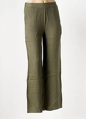 Pantalon drept talie elastică mărime normală verde LE BOUDOIR D'EDOUARD femeie
