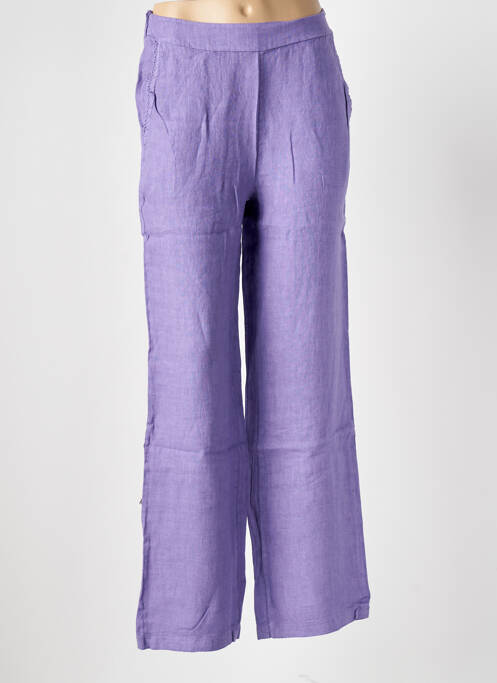 Pantalon drept talie elastică mărime normală violet LE BOUDOIR D'EDOUARD femme