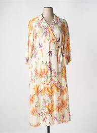 Rochie lungă imprimeu floral mâneci 3/4 bej DIANE LAURY femme