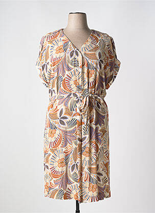 Rochie midi imprimeu floral mâneci scurte bej DIANE LAURY femeie