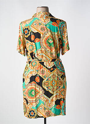 Rochie midi imprimeu floral mâneci scurte galben BELTY femeie