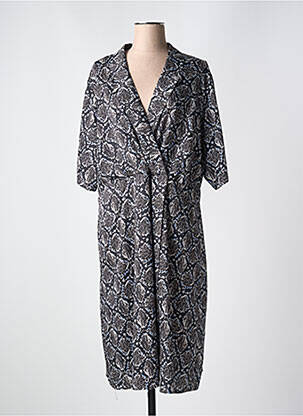 Rochie midi imprimeu fantezie mâneci scurte negru OCTAVIE & LEONIE femeie