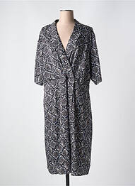 Rochie midi imprimeu fantezie mâneci scurte negru OCTAVIE & LEONIE femeie
