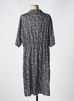 Rochie midi imprimeu fantezie mâneci scurte negru OCTAVIE & LEONIE femeie