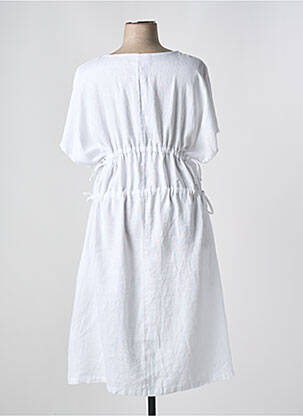 Rochie midi țesătură crep mâneci scurte alb KOKOMARINA femeie
