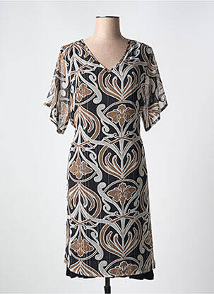 Rochie midi croială fluidă mâneci scurte negru ZHENZI femeie