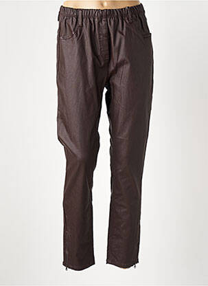 Pantalon drept talie elastică maro ZHENZI femeie