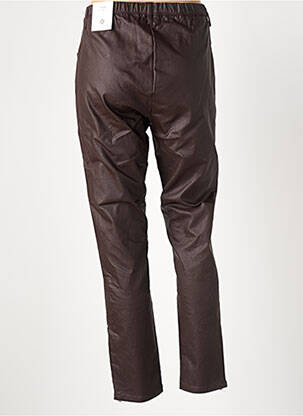 Pantalon drept talie elastică maro ZHENZI femeie