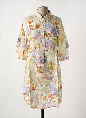 Rochie midi imprimeu floral mâneci 3/4 bej LE BOUDOIR D'EDOUARD femeie
