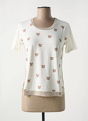 Tricou imprimeu fantezie mâneci scurte bej LE BOUDOIR D'EDOUARD femeie