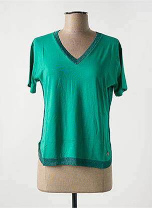 Tricou guler în v mâneci scurte verde LE BOUDOIR D'EDOUARD femeie