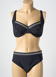 Costum de baie din două piese elasticitate sutien cupe întregi cu decolteu înalt negru ANITA femme