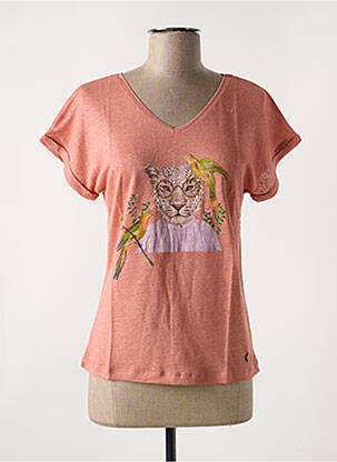 Tricou serigrafie flockată mâneci scurte portocalie LE BOUDOIR D'EDOUARD femeie