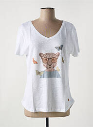 Tricou serigrafie flockată mâneci scurte alb LE BOUDOIR D'EDOUARD femeie