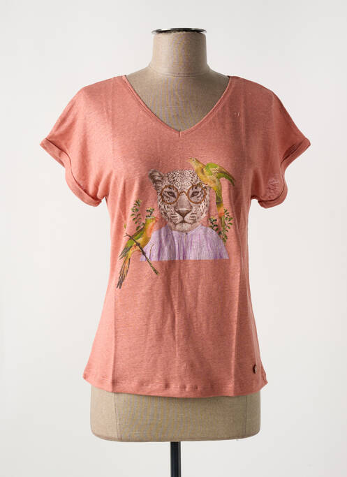 Tricou serigrafie flockată mâneci scurte portocaliu LE BOUDOIR D'EDOUARD femme