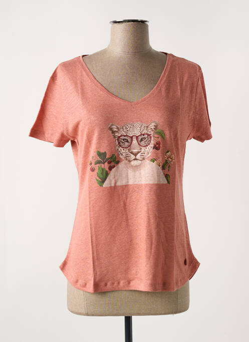 Tricou serigrafie flockată mâneci scurte portocaliu LE BOUDOIR D'EDOUARD femme