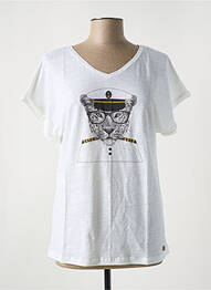 Tricou serigrafie flockată mâneci scurte alb LE BOUDOIR D'EDOUARD femme