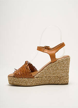 Espadrile țesătură satinată toc de 7 la 9 cm maro KANNA femeie