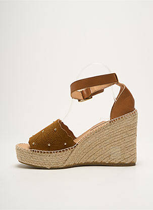 Espadrile țesătură satinată toc înalt de 10cm și mai mult maro KANNA femeie